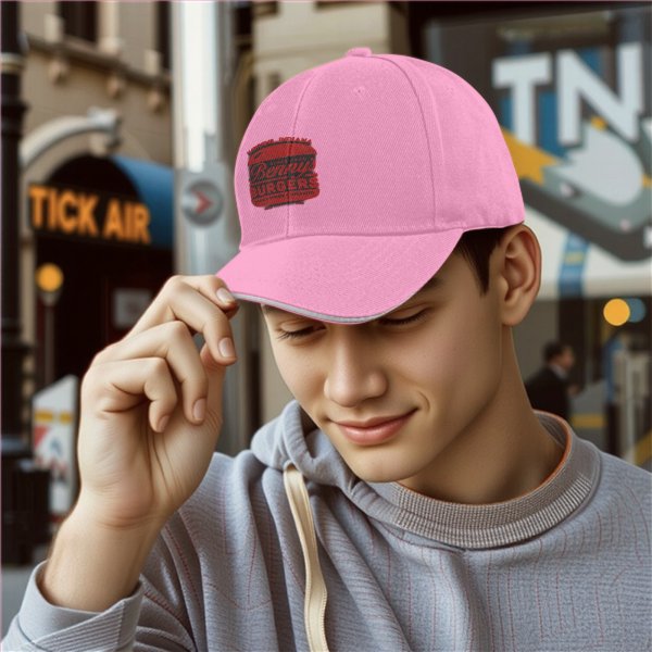 Black baseball cap with Benny's Burgers graphic print