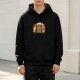 Black Hoodie with Grogu Tropical Sunset Beach Graphic