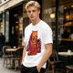 Olive T-Shirt With Nerdy Ginger Cat Reading Book Print