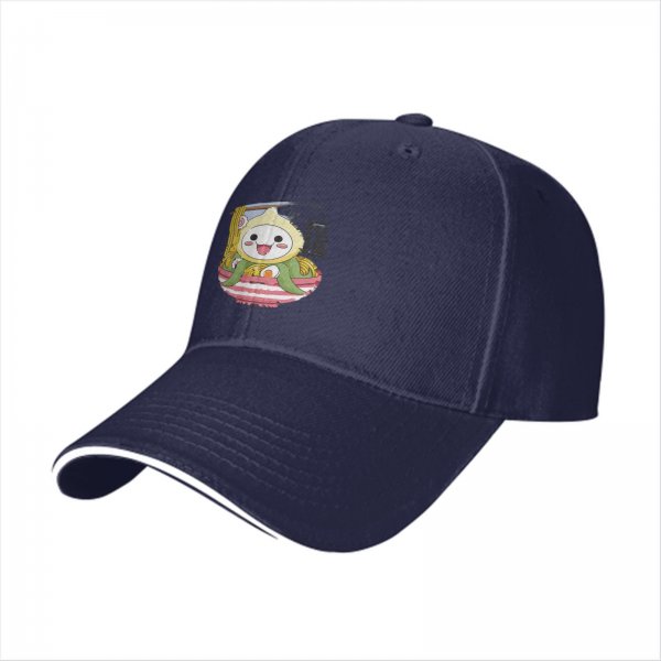 Black Baseball Cap With Cute Ramen Octopus Character Print