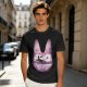 Olive T-Shirt With Witch Riding Broom Silhouette In Bunny Outline