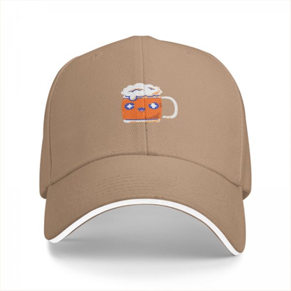 Black baseball cap with cute cartoon beer mug graphic