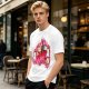 Olive green t-shirt with cute cats and love hearts graphic