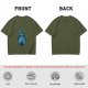 Olive Green T-Shirt With Blue Totoro Inspired Graphic Print