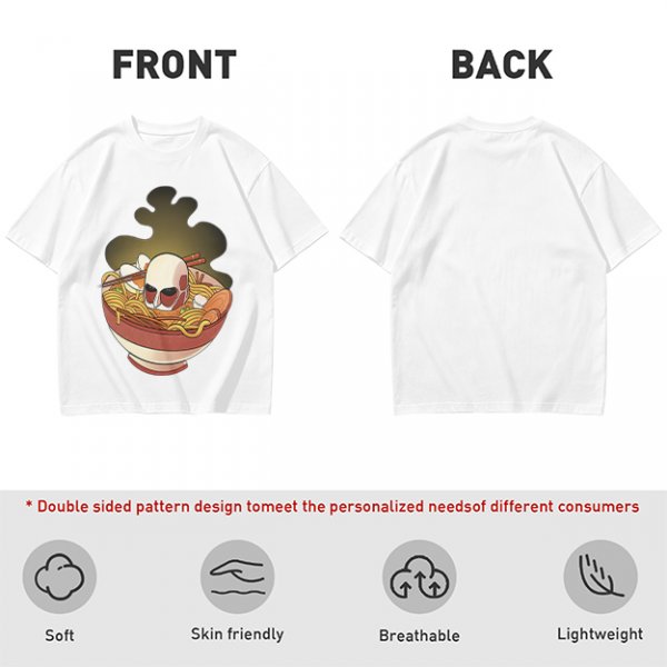 Olive T-Shirt With Skull Ramen Bowl Graphic