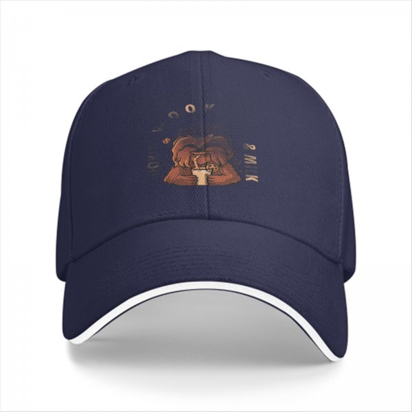 Black baseball cap with Chewbacca drinking milk and cookie graphic