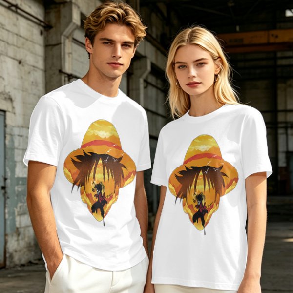 One Piece Luffy Straw Hat Sunset Graphic T-Shirt