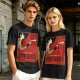 Olive t-shirt with vintage Dimitrescu red wine graphic print