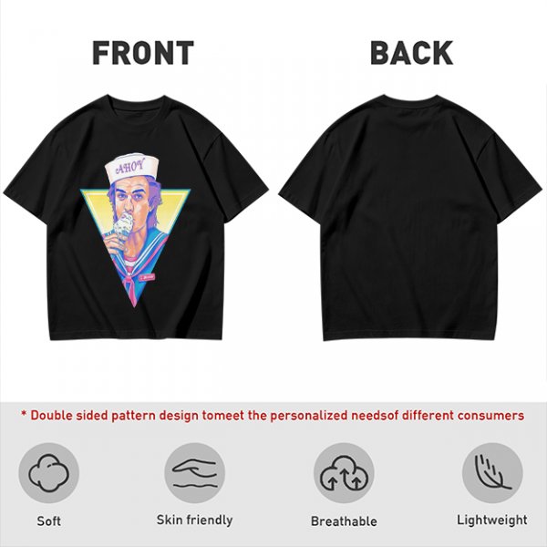 Olive T-Shirt with Steve Harrington Scoops Ahoy Ice Cream Graphic