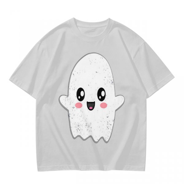 Olive T-shirt with Cute Kawaii Ghost Graphic Print
