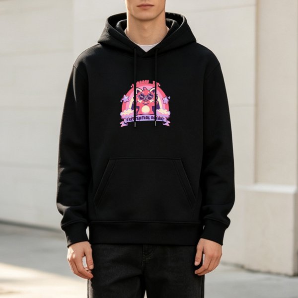 Black Hoodie With Red Panda Existential Ready Graphic