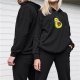 Black hoodie with a cartoon avocado astronaut graphic