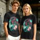 Olive T-Shirt With Mermaid And Seashell Graphic Print