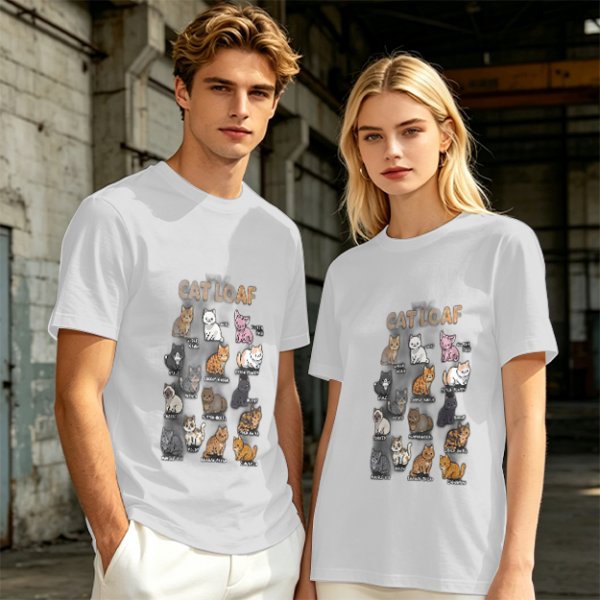 Olive T-Shirt With Cat Loaf Breeds Graphic Print