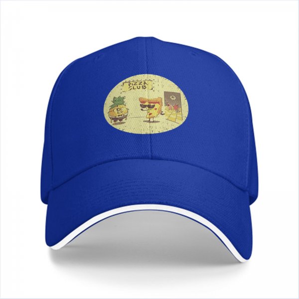 Black Baseball Cap With Pizza Club Pineapple Slice Graphic