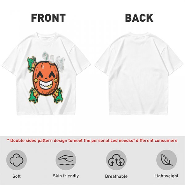 Olive T-Shirt with Smiling Pumpkin Corn Crossbones Graphic