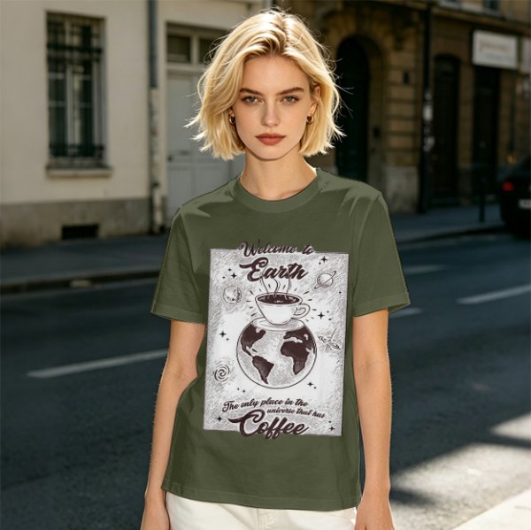 Welcome to Earth Coffee Lover Graphic T-Shirt