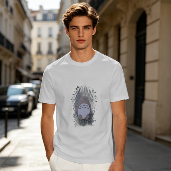 Olive Green T-Shirt With Totoro In Grass Graphic Print