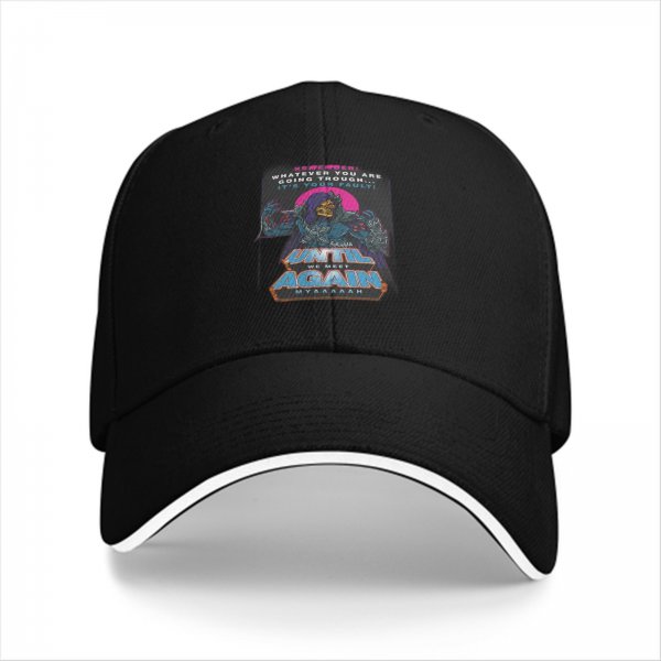 Black baseball cap with Skeletor 'Until We Meet Again' graphic