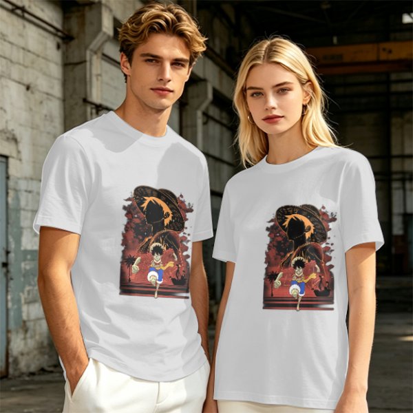 Olive Anime Graphic T-Shirt With Straw Hat Character Design