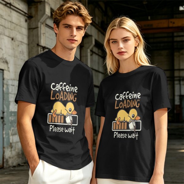 Caffeine Loading Duck Graphic T-Shirt for Coffee Lovers