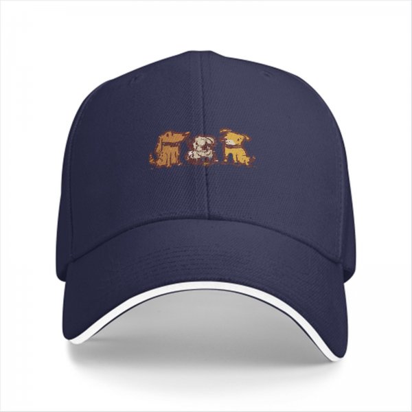 Black Baseball Cap With Cute Three Dogs Embroidery