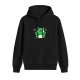 Black hoodie with a cartoon frog flipping off graphic