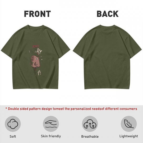 Olive Green T-Shirt With Don't Worry Cute Capybara Graphic