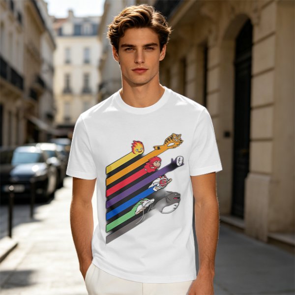 Studio Ghibli Characters Rainbow Stripe Graphic T-Shirt
