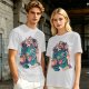 Olive T-Shirt With Girls On A Teal Tiger Graphic Print
