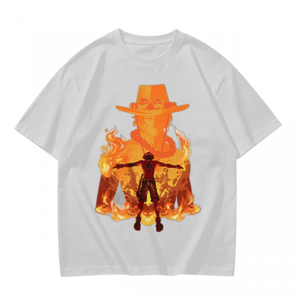 One Piece Ace Fire Silhouette Graphic T-Shirt