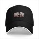 Black baseball cap with cartoon fighting tofu characters graphic