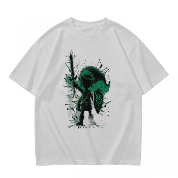 Olive Green T-Shirt With Legendary Hero Ink Splatter Art