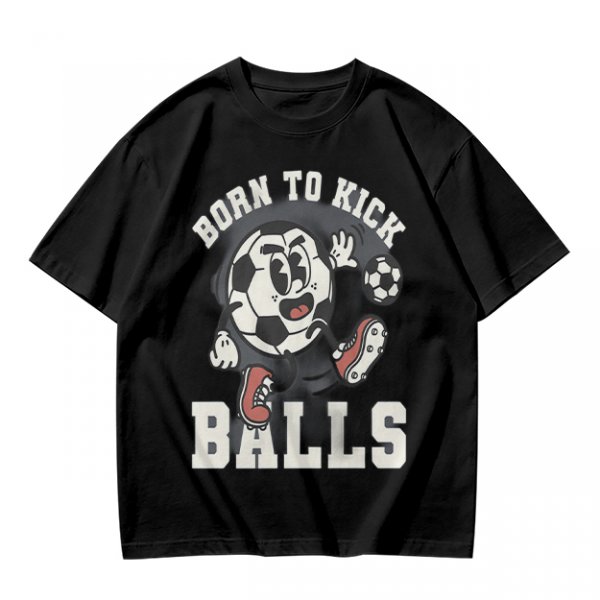 Olive Soccer Graphic T-Shirt with 'Born To Kick Balls' Print