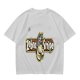 Olive green graphic t-shirt with zebra stripe design