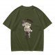Olive Green T-Shirt with 'Hello Monday!' Coffee Character Graphic