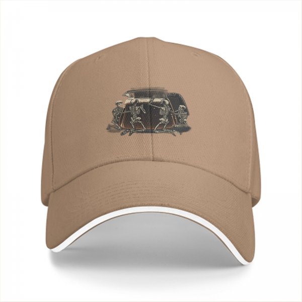 Black baseball cap with skeletons around a toaster graphic