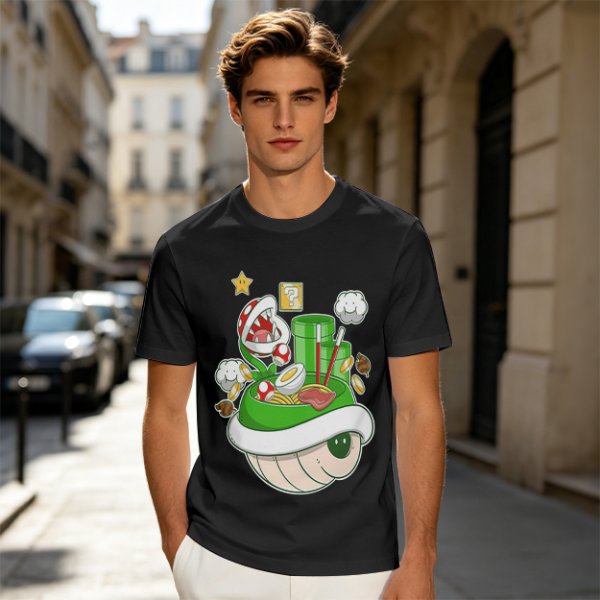 Super Mario Themed Ramen Graphic T-Shirt
