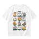 Olive Green T-Shirt With Cute Cat Yoga Pose Illustrations