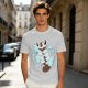 Olive Green T-Shirt With Sleeping Sky Bison On Clouds Print