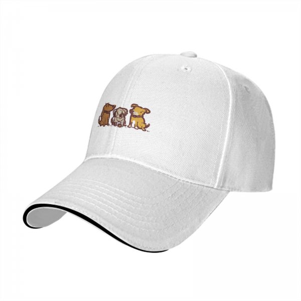Black Baseball Cap With Cute Three Dogs Embroidery
