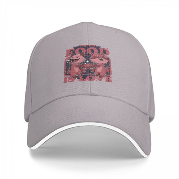 Black Baseball Cap With Food Is Love Raccoon And Opossum Graphic
