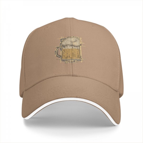 Black Baseball Cap with Beer Mug Sketch Graphic