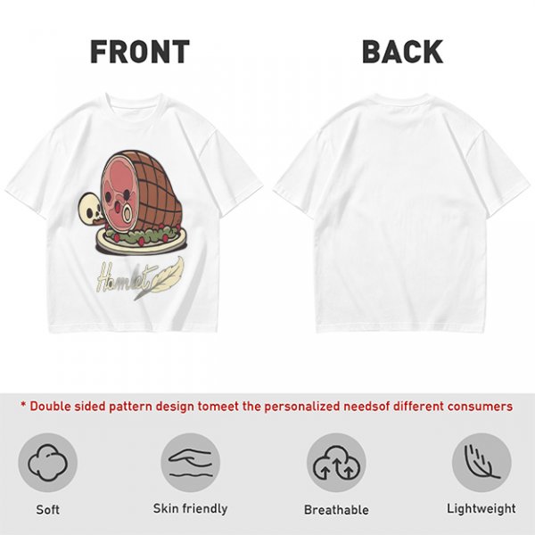 Olive T-Shirt With Funny Hamlet Ham And Skull Graphic Print