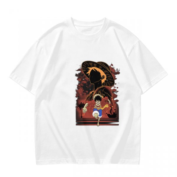 Olive Anime Graphic T-Shirt With Straw Hat Character Design