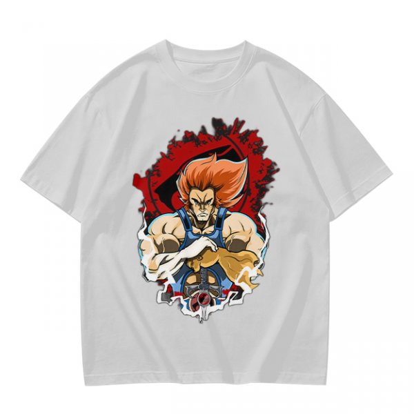 Olive T-Shirt with Retro Anime Lion Character Graphic