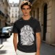 Olive graphic t-shirt with raccoon eating and 'Stop eating TRASH' print