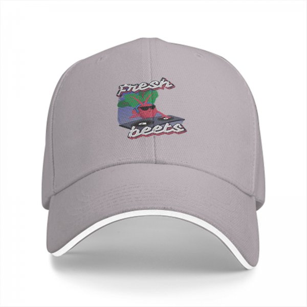 Black baseball cap with Fresh Beets turntable graphic