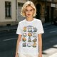 Olive Green T-Shirt With Cute Cat Yoga Pose Illustrations