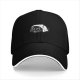Black Baseball Cap With Cute Sleepy Cat Graphic Design